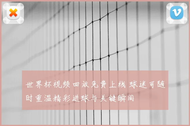 世界杯视频回放免费上线 球迷可随时重温精彩进球与关键瞬间